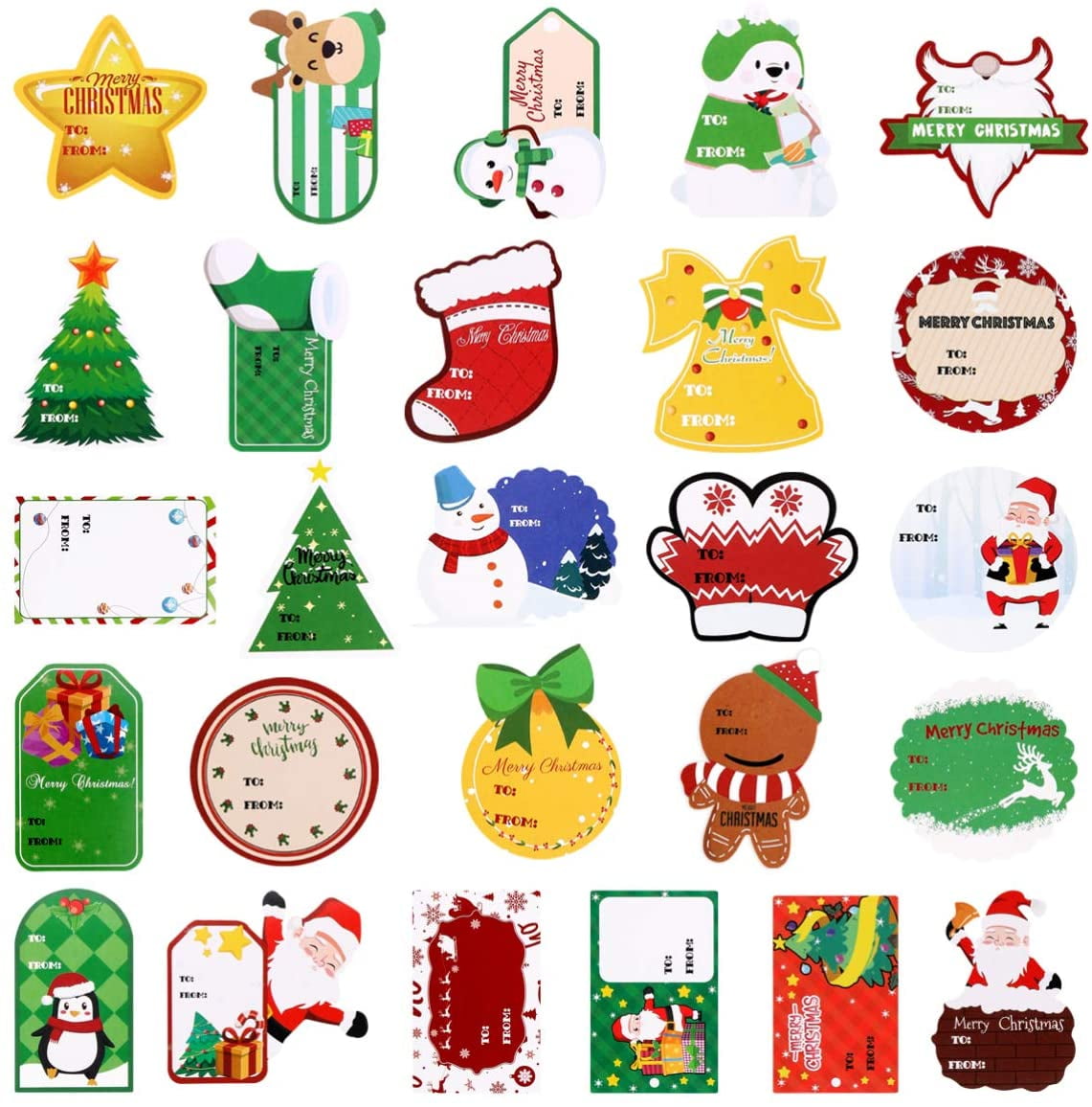Christmas Gift Tags Present Stickers Labels Wrapping Xmas Santa Reindeer x17 
