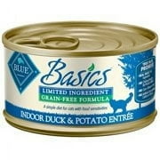 Blue Buffalo Basics Limited Ingredient Diet Grain Free, Natural Adult Wet Cat Food, Indoor Duck, 3-oz cans