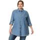thumbnail image 3 of Camisas de talgrande pamujer Camide mezclilcon botones de cambray Azul claro 5X, 3 of 6