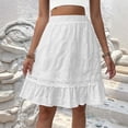 thumbnail image 2 of Womens Cute Lace Skirts Elastic High Waist Ruffled Hem Knee Length Skorts Summer Dressy Casual Built In Shorts Skirt, 2 of 5
