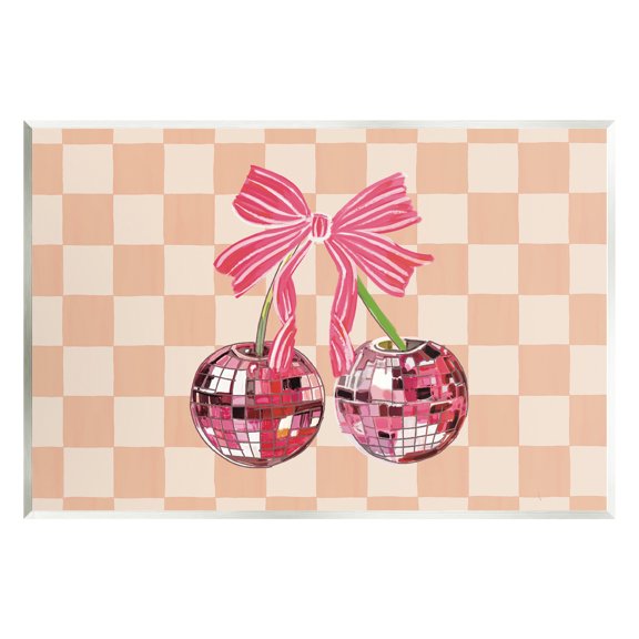 Stupell Industries Checkered Cherry Fruits Food & Beverage Painting Unframed Art Print Wall Art, 15 x 10