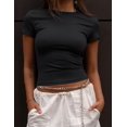 thumbnail image 3 of Crop Workout Tops for Women Pack Summer Short Sleeve Gym Athletic Compression Shirts Cute Tight Basic Tops Tee, 3 of 6