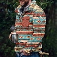 thumbnail image 2 of VBARHMQRT off the Shoulder Sweatshirt Male Autumn and Winter Long Sleeve Sweatshirt Flannel Retro Ethnic Style Print Hoodless Button Pocket Sweatshirt Top, 2 of 4
