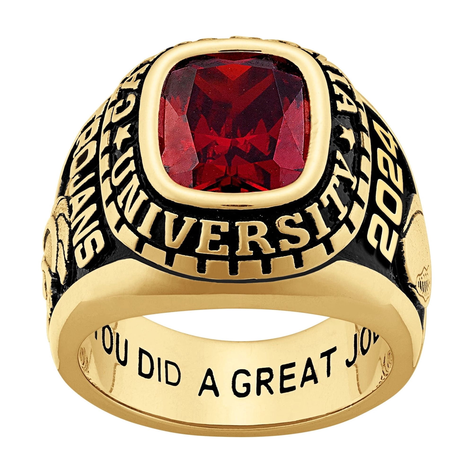 Bhavani Gems CLASS RING Men's Yellow Celebrium Large Classic Class Ring, Personalized, High School or College