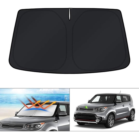 Canvcle Custom Fit Windshield Sun Shade for Kia Soul 2014-2019 Window Sunshade Foldable Visor Protector Blocks UV Rays Keep Your Car Cooler
