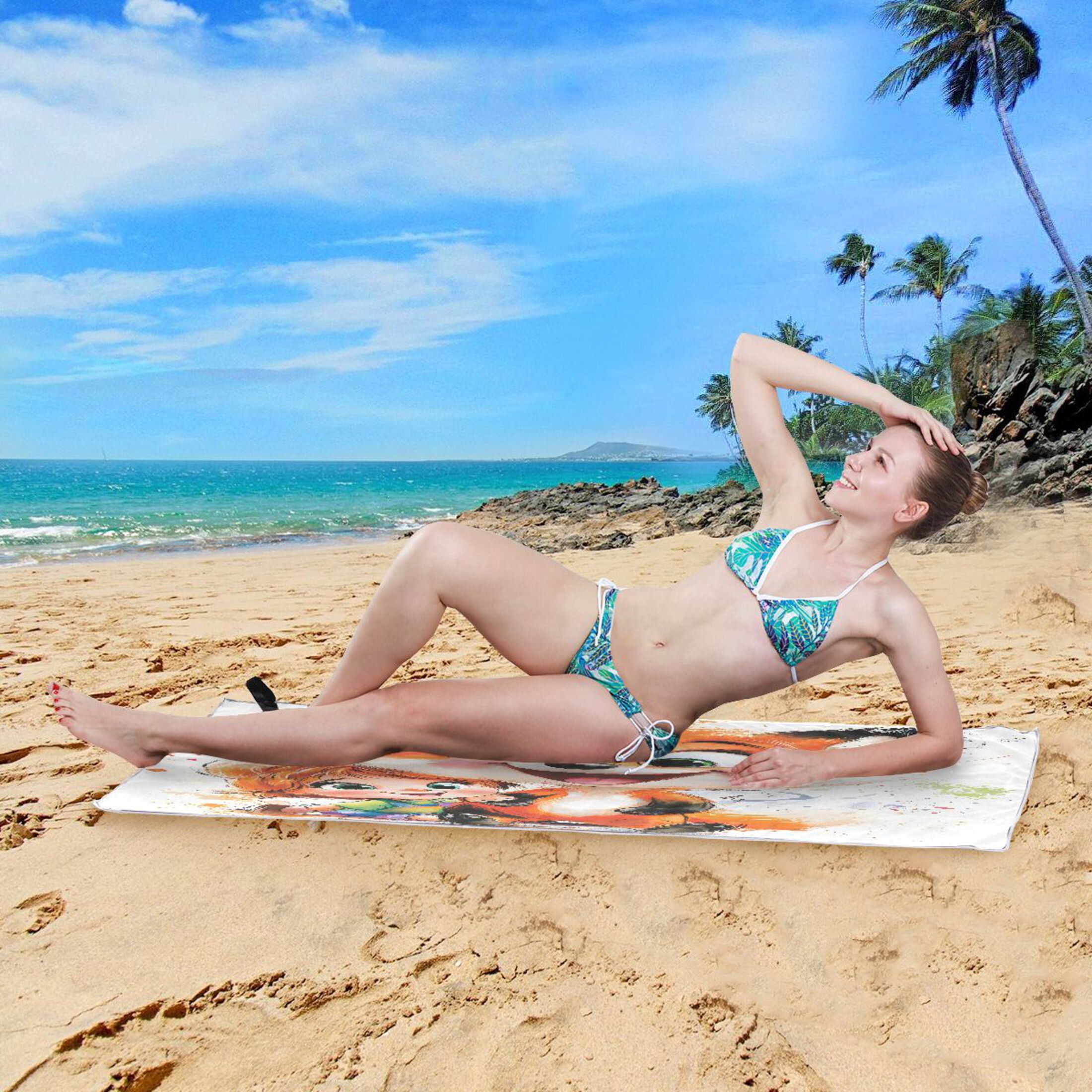 Baby and Fox Quick Dry Sand Resistant Beach Towel 71x31in Lightweight for Pool, Gym, Travel