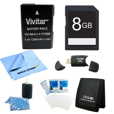Special 8GB Card and EN-EL14 Battery Value Kit for the Nikon p7000, p7100, d3100, d5100 - Includes EN-EL14 Rechargable Li-ion Battery, Camera Bag, 8GB SD Memory Card, USB 2.0 Card Reader, Screen