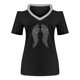 thumbnail image 2 of Gibobby Camisetas de verano para mujer Camiseta suelta informal con cuello en V para mujer, blusa manga corta con estampado(Plata de plata,M), 2 of 5