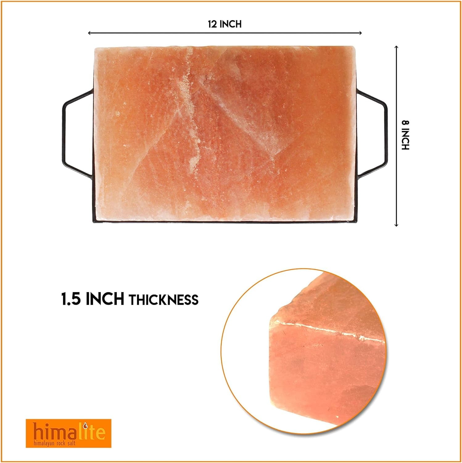 IndusClassic® RSP-07 Himalayan Salt Block, Plate, Slab for Cooking,  Grilling, Seasoning, And Serving (12 X 8 X 1.5)