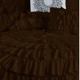 thumbnail image 3 of D.N.G. BEDDINGS 100% Egyptian Cotton 5 Piece Circle Ruffle Comforter Set with 1 Freebie Ruffle Pillow | 550 GSM Filled Microfiber - Twin/TwinXL Size, Chocolate Color - 800 Thread Count, 3 of 5