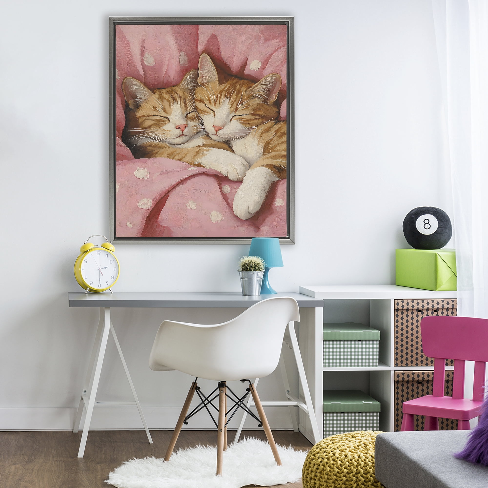Stupell Industries Sleeping Orange Cats Embrace Gray Framed Floater Canvas Wall Art, design by The Prints Vibe
