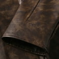 thumbnail image 6 of ohmzyzo Men's Stand Collar Leather Jacket Motorcycle Lightweight Faux Leather Bomber Jackets Casual Vintage Slim Fit Coat Outwear Brown L, 6 of 8
