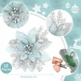 thumbnail image 2 of NEXIMO 12Pcs 5.7Inch Artificial Poinsettias Christmas Glitter Flowers with Clips Xmas Tree Flower Ornament Poinsettias Decor, 2 of 7