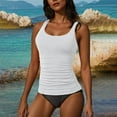 thumbnail image 2 of Htigea Bathing Suits for Women Tankini Tank Tops with Bikini Bottoms 2 Piece Slim Fit Swimsuit Tummy Control Swimwear Summer Beach Swim Sets White,S, 2 of 6