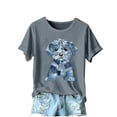 thumbnail image 2 of ATENAR Womens Shirts Short Sleeve Shirts Summer Breathable Tops Gray 2XL, 2 of 4