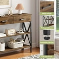 thumbnail image 4 of Entryway Table, Lofka Console Table Sofa Table with 2 Drawers, 3 Shelves, Fabric Bag, Retro Brown, 4 of 10