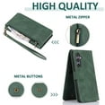 thumbnail image 5 of Allytech Wallet Case for Samsung Galaxy S23 FE, Retro PU Leather Cards Slots Zipper Poket Flip Cover Stand Shockproof Hand Wrist Strap Phone Case for Galaxy S23 FE - Darkgreen, 5 of 8
