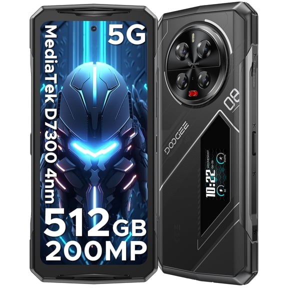 DOOGEE V40 PRO Rugged Smartphone 5G, 4nm Dimensity 7300, 36GB 512GB Mobile Phones,200MP 20MP Night Version, 6.78''FHD 120HZ & 1.47" Back Display Android Rugged Phone,3 Card Slots/5G Dual SIM/WiFi 6
