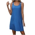 thumbnail image 1 of Robe d'Été pour Femmes Robe Décontractée pour Femmes Robe Femme Couleur Unie Sans Manches Col Rond Bouton Poche Mode d'Été Robe Décontractée d'Été pour Femmes Robe avec Poches, 1 of 8