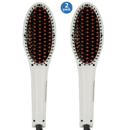 2 Pack Pro Hair Straightening Brush -ION heating technology, Temperature Control