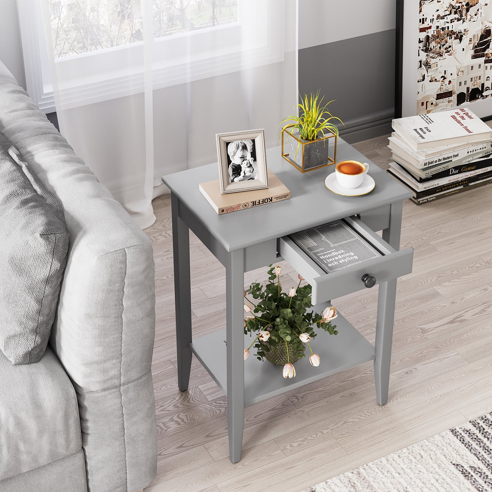 Oyang End Table Small Bedside Tables with Drawer Side Table with