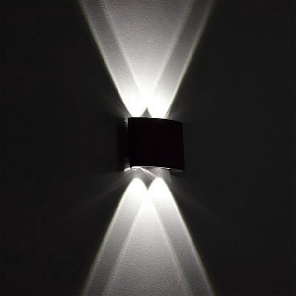 de lámpara de pared LED de 12 W, iluminación de pared impermeable para interiores y exteriores, luz de pared hacia arriba y hacia abajo, antioxida Luz blanca negra
