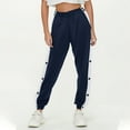 thumbnail image 2 of Women's Tear Away Pants Side Split Snap Open Bottom Sweatpants Leg Breakaway Post Surgery Pants with Pockets Navy S, 2 of 9