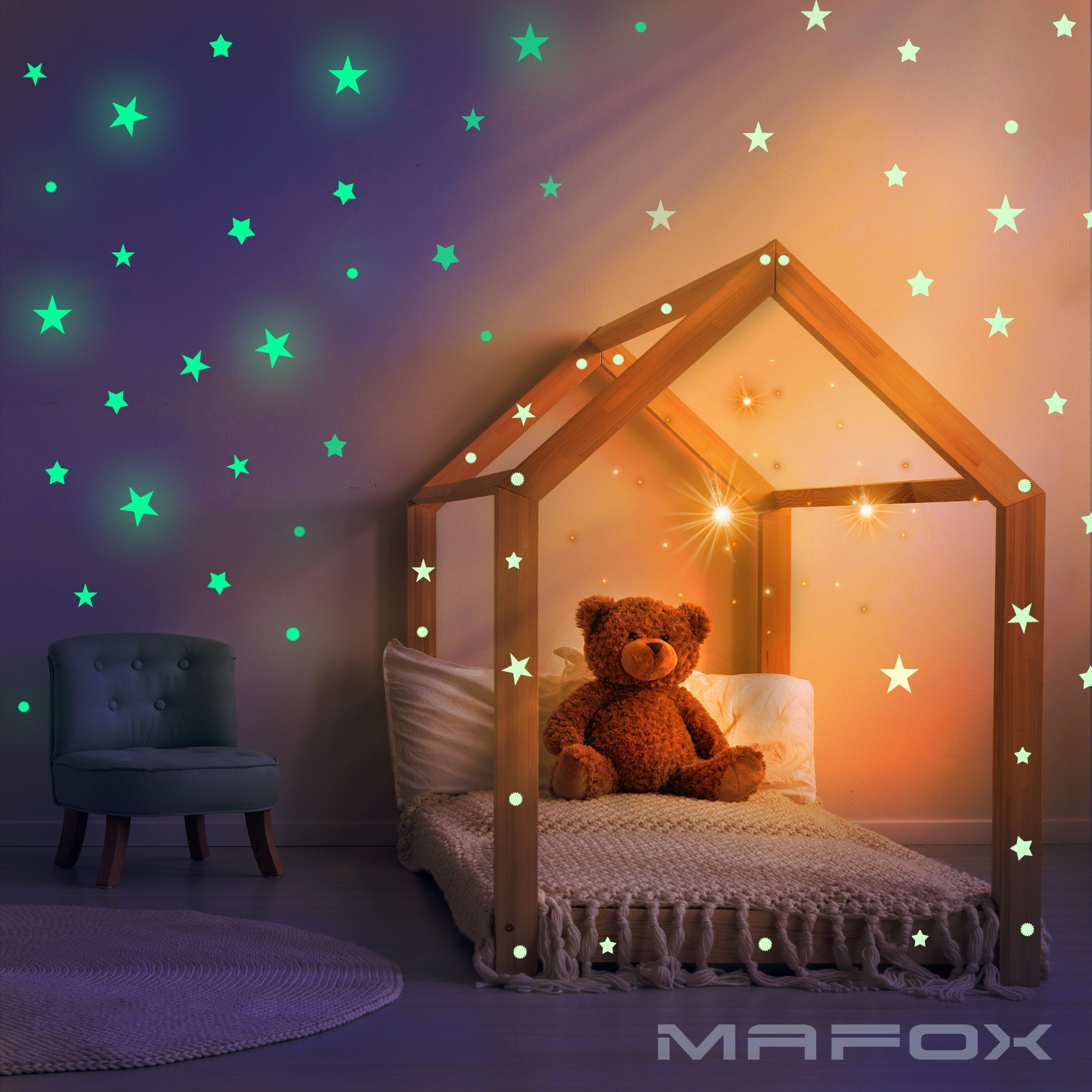 100x Glow In The Dark Stars Wall Stickers Bedroom Home Kids Room Decoration DIY