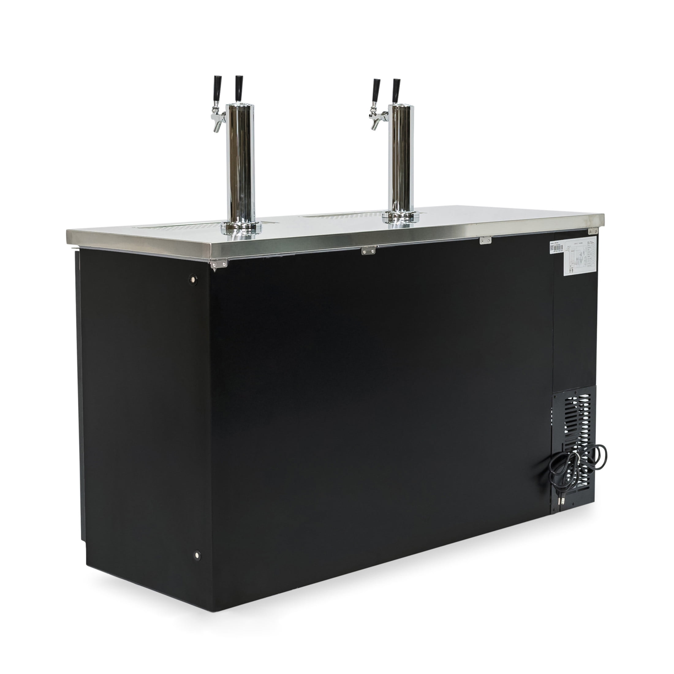61 in. 16 cu. ft. 2 Door Direct Draw Beer kegerator Dispenser with Double Tap in Black