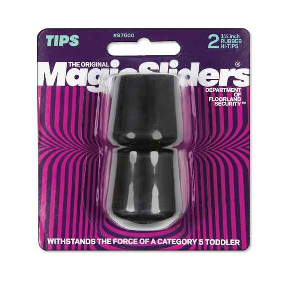 Magic Sliders 5954185 Rubber Round Leg Tip, Black - 1.25 in. - Pack of 2