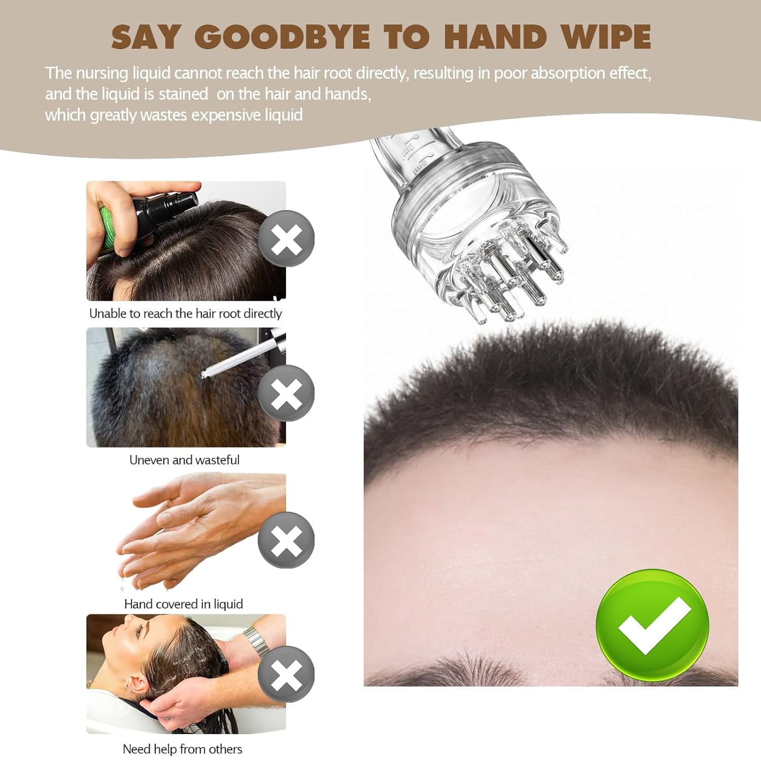HeeHom Minoxidil Applicator & Scalp Massager Brush – Hair Serum Applicator Comb with 3mL Capacity, Dual Ball Teeth for Follicle Care & Hair Growth