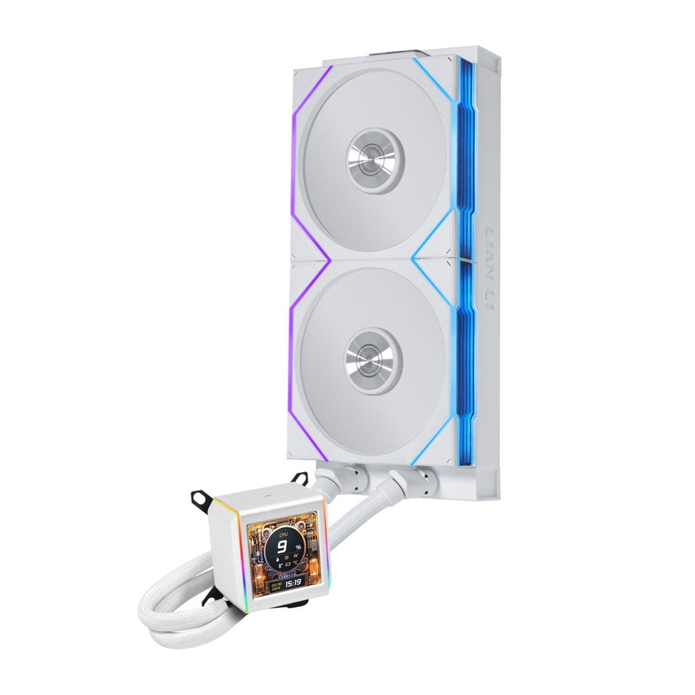 Lian Li GA2ALCD28TLW 280mm AIO Liquid CPU Cooler 2 x 140mm RGB Fans 2.88" IPS LCD White