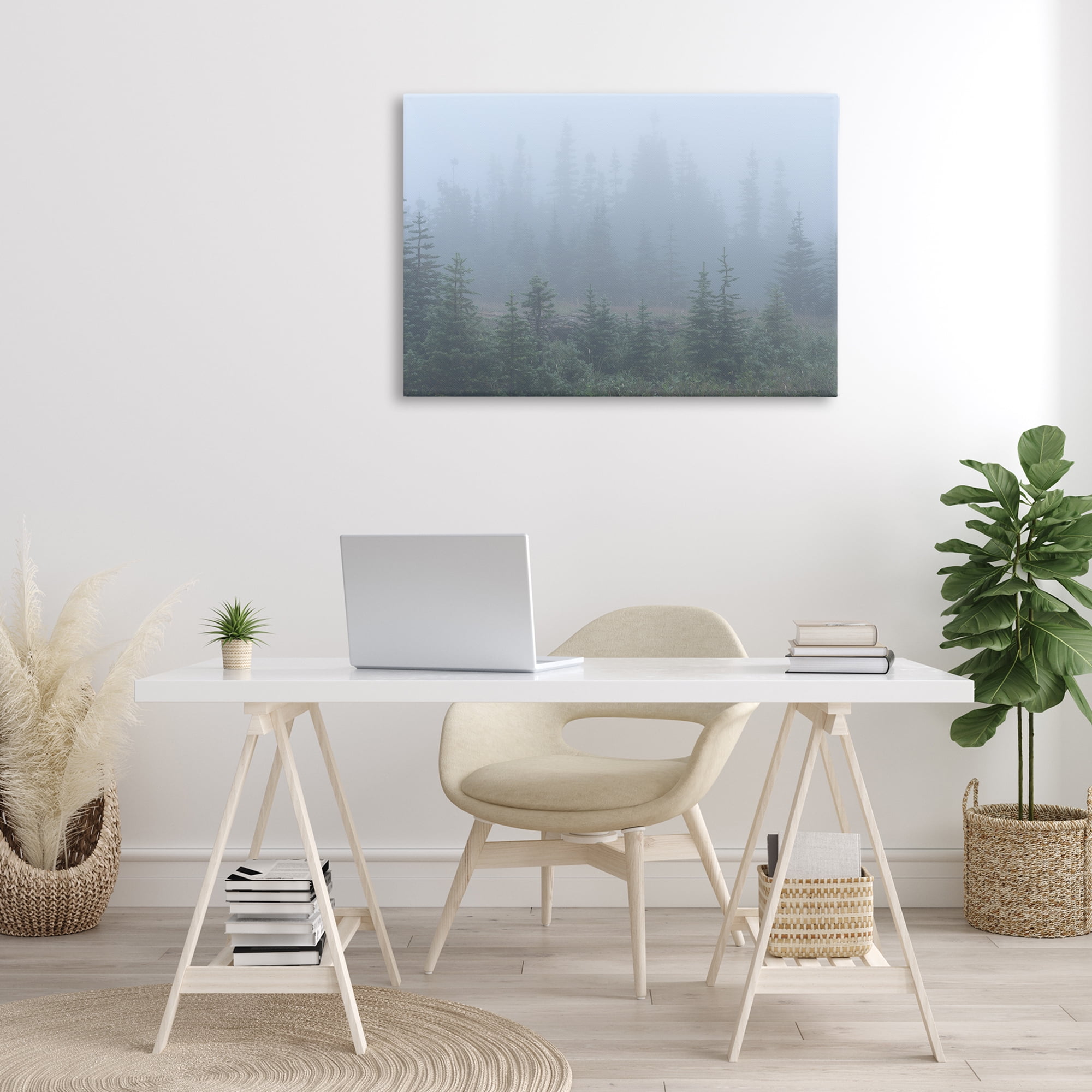 Stupell Industries Foggy Forest Trees Landscape Photography Gallery Wrapped Canvas Art Print Wall Art, 36 x 24