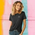thumbnail image 3 of Dalix Smile Face Embroidered Soft Cotton Short Sleeve T Shirt Womens in Asphalt Gray S Small, 3 of 5