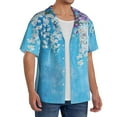 thumbnail image 2 of Naloa Hanging Orchids Floral Blue Men's Loose Fit Cuban Collar Short-Sleeve Shirt, Hawaiian Shirts, Mens Shirts Casual for Everyday Wear Outings-Large, 2 of 5