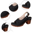 thumbnail image 6 of Rokment Womens Platform High Heels Dressy Sandals 2026 Fashion Hollow out Leather Open Toe Chunky Block Stackable Heeled Adjustable Slingback Dress Summer Shoes for Ladies Black Size 6.5, 6 of 8