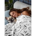 thumbnail image 3 of Gray Leaf Queen Size Flat Sheet, Wrinkleproof & Fadeproof Cooling Flat Bed Sheet Only, Modern Botanical Foliage Plant Country Pastoral Breathable Soft Bedding Top Sheets 90 x 102 Inches, 3 of 8