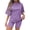 Purple, variant on Women 2 Piece Outfit Sets Casual Oversized T-Shirt Tops Biker Shorts Workout Sports Tracksuit Fashion Summer Solid Short Sleeve Round Neck Top and Shorts Sets