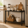 thumbnail image 3 of CONCETTA 2-Shelf Metal Wire Storage Shelving Unit, Heavy Duty Steel Rack for Kitchen Pantry Garage, Black, 23 Inch, 3 of 10