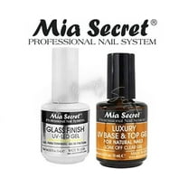 Mia Secret Glass Finish UV-LED Gel and Luxury UV Base & Top Gel 0.5 oz