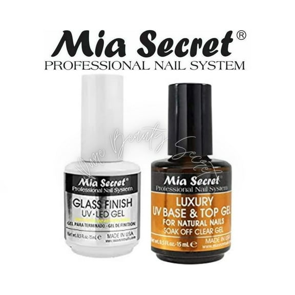 Mia Secret Glass Finish UV-LED Gel and Luxury UV Base & Top Gel 0.5 oz