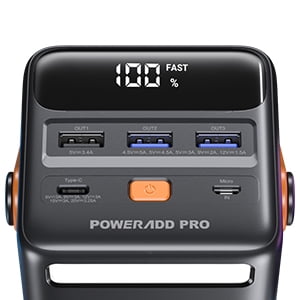 POWERΛDD 50000mAh Power Bank 65W Fast USB-C Portable Charger LED Flashlight For Laptop Tablet Cellphone