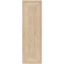 SAFAVIEH Natural Fiber Leo Geometric Runner Rug, Natural/Ivory, 2'6" x 14'
