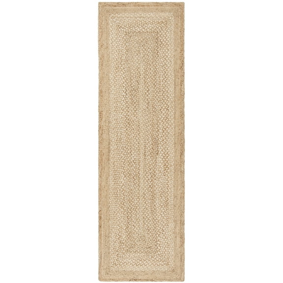 SAFAVIEH Natural Fiber Leo Geometric Runner Rug, Natural/Ivory, 2'6" x 14'