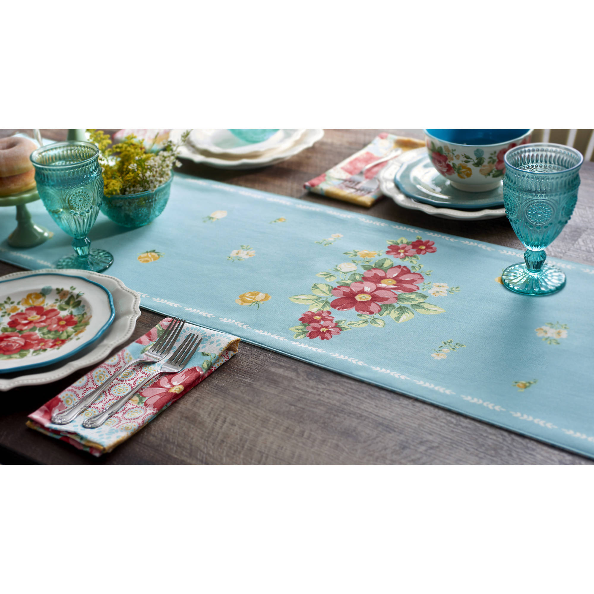 Table Runner Mid Century Modern Waves Farmhouse Geometric Sateen LP