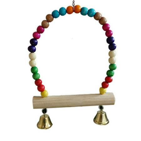 Cockatiel Swing - Wooden Bird Parrot Swing Toys Chew Toys for Parakeet Cockatiel Lovebird Color:Multicolor