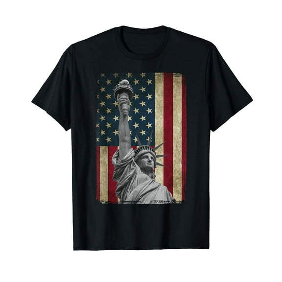 USA American Flag and Statue of Liberty Tee Shirt
