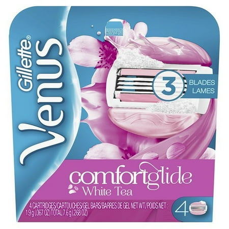 Venus ComfortGlide White Tea Women&#39;s Razor + 4 Razor Blade Refills