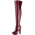 thumbnail image 1 of Unique Bargains Bottes Hautes au-Dessus du Genou à Plateforme en Cuir Verni pour Femmes, 1 of 7
