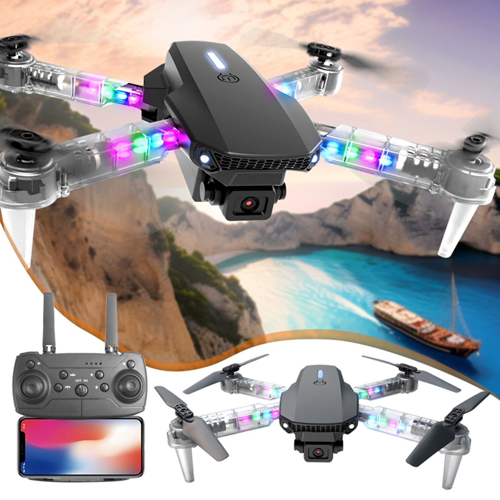 Drone with Camera for Beginners and Kids, Foldable RC Quadcopter with Dual HD Cameras, WiFi FPV Live Video, Altitude Hold